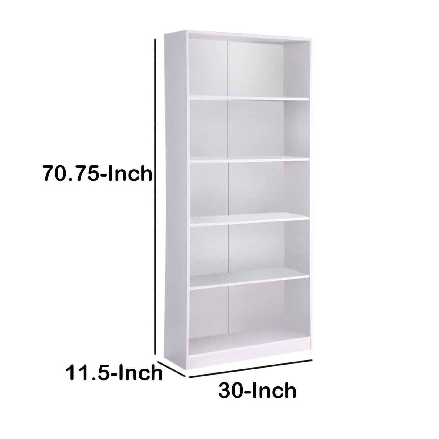 Minimalistic Yet Stylish Bookcase, White  By Benzara | Shelves & Shelving Units |  Modishstore  - 2
