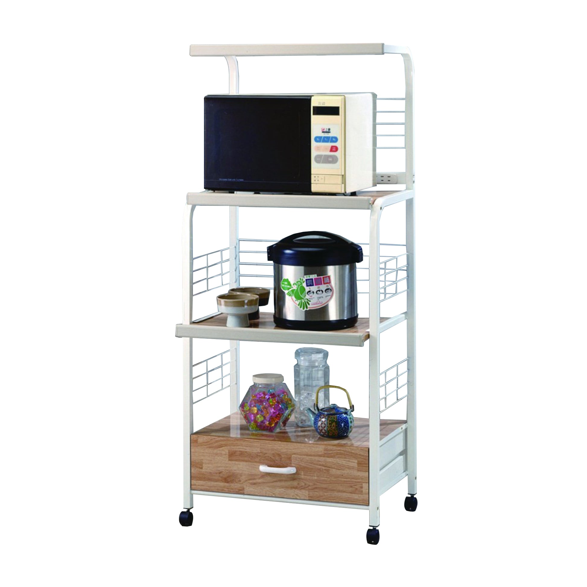 Commodious Kitchen Shelf On Casters, White By Benzara | Shelves & Shelving Units |  Modishstore  - 2
