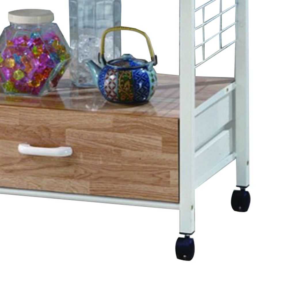 Commodious Kitchen Shelf On Casters, White By Benzara | Shelves & Shelving Units |  Modishstore  - 3