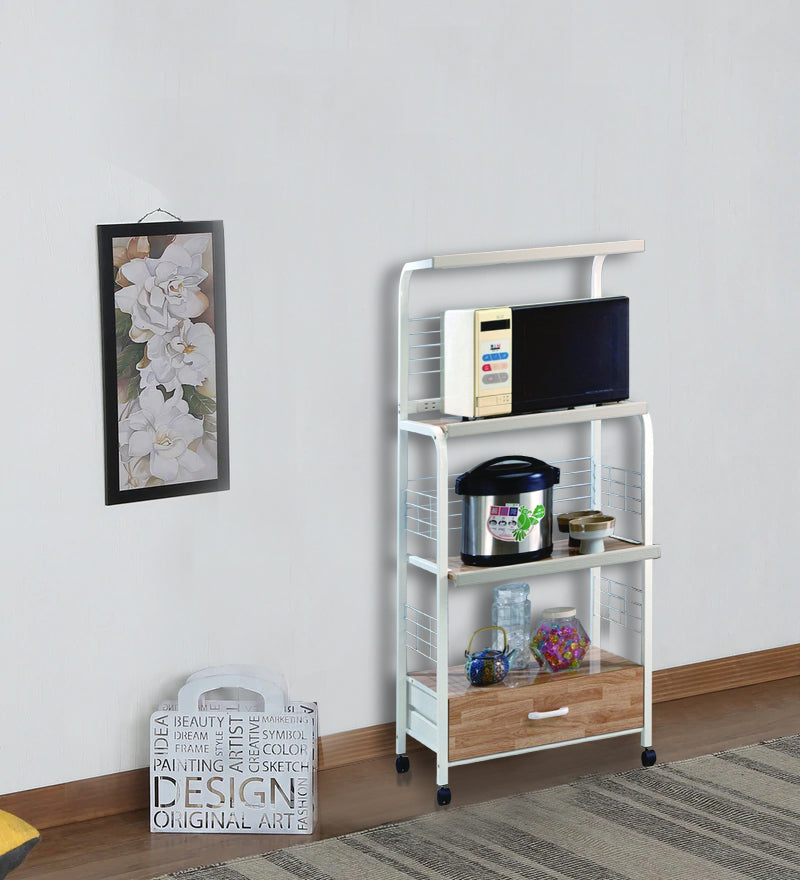 Commodious Kitchen Shelf On Casters, White By Benzara | Shelves & Shelving Units |  Modishstore 