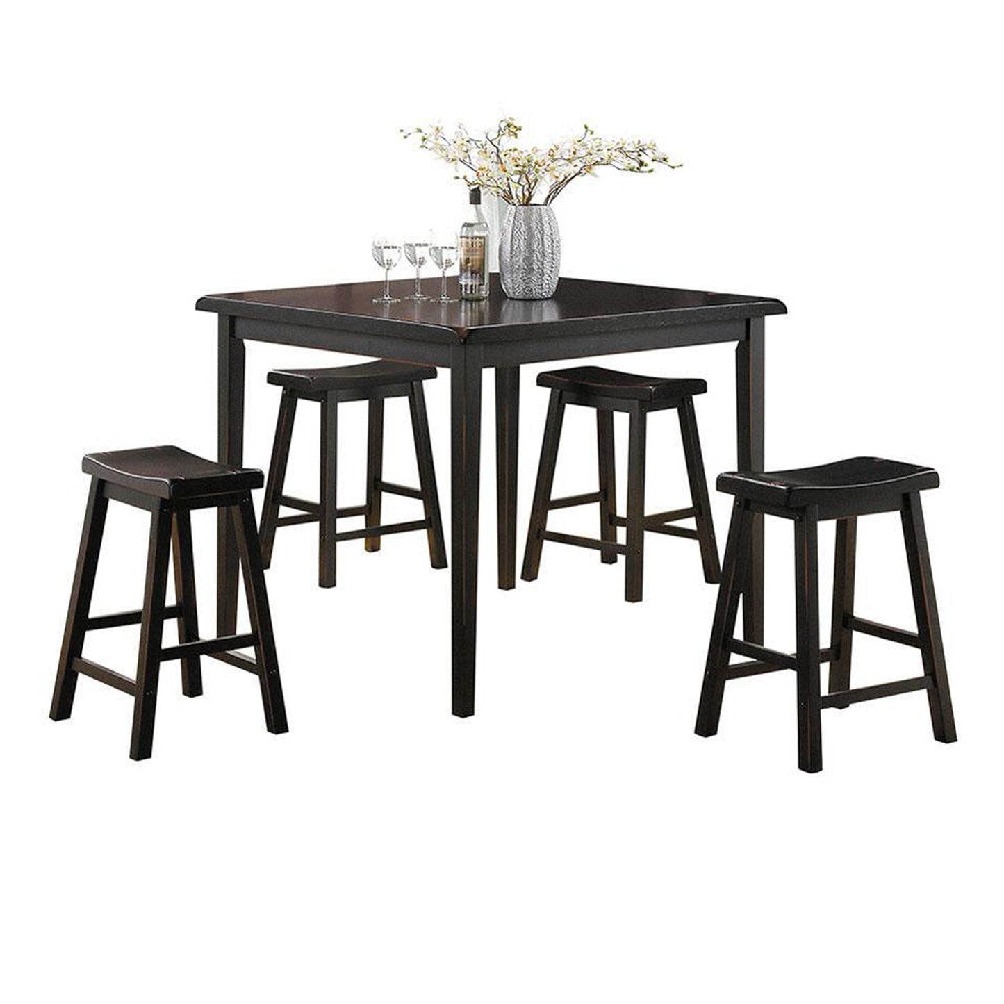 Gaucho 5 Piece Pack Counter Height Set, Black By Benzara | Dining Sets | Modishstore - 3