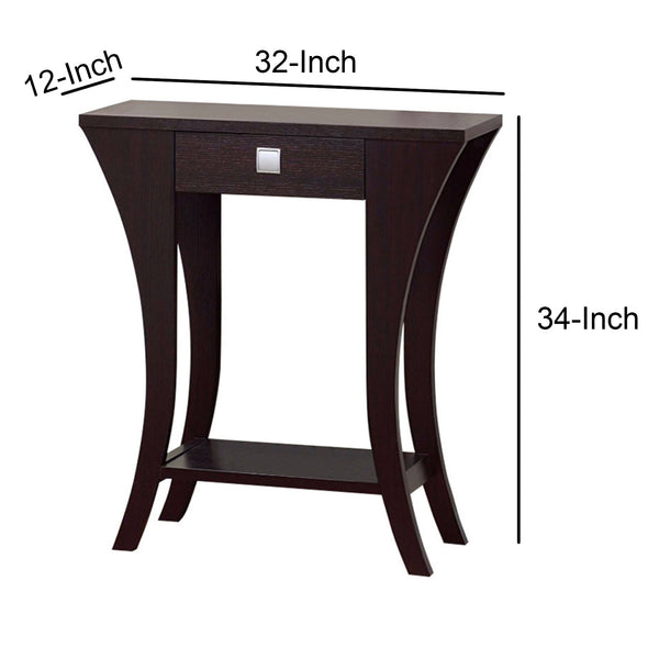 Stylish Console Table With 1 Drawer, Dark Brown By Benzara | Console Tables | Modishstore - 4