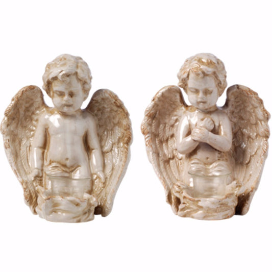 Peacefully Praiseworthy Set Of 2 Angels  By Benzara | Decor |  Modishstore 
