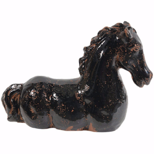 Glazed Brown Finish Horse Statue, Black And Brown  By Benzara | Sculptures |  Modishstore 