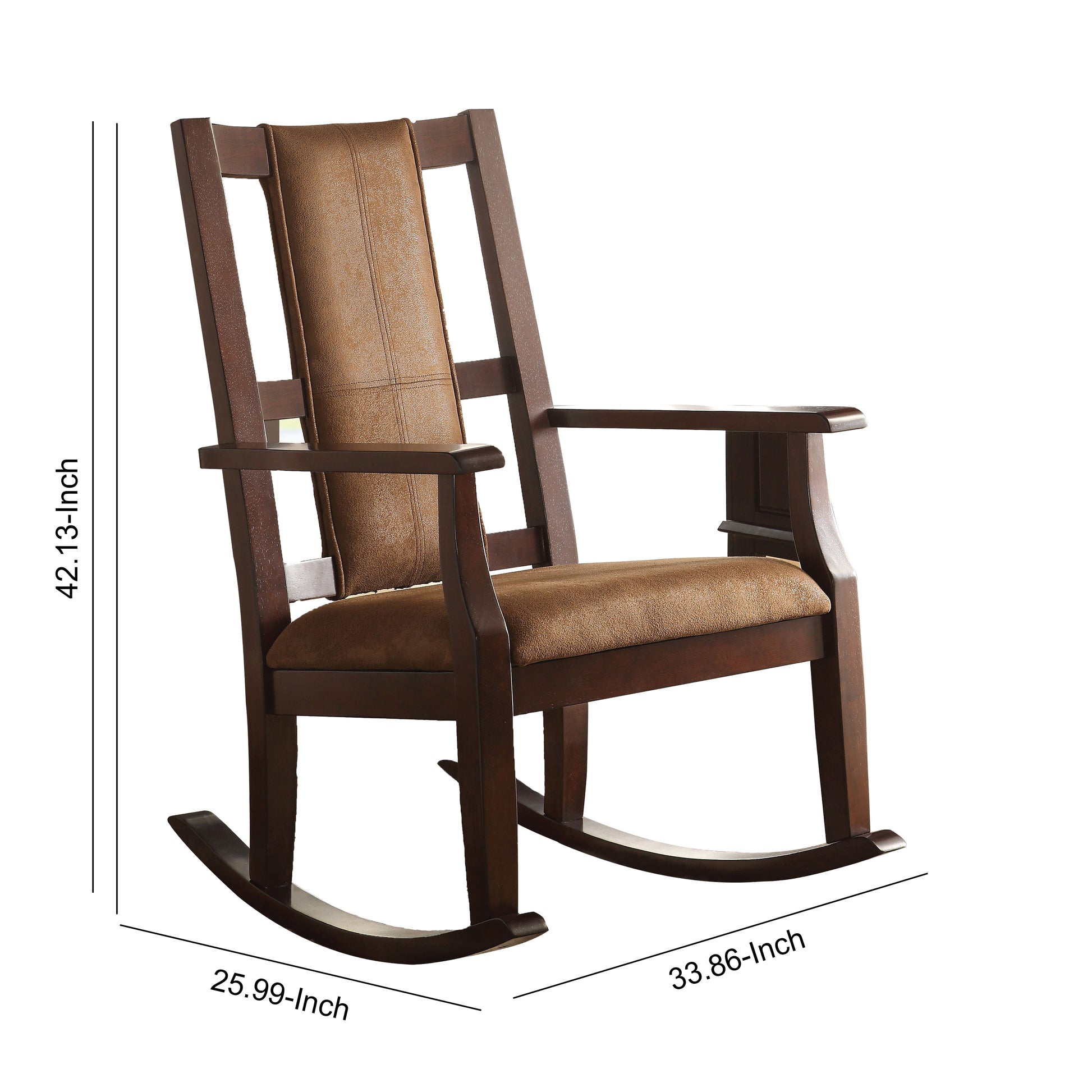 Butsea Wooden Rocking Chair, Brown By Benzara | Rocking Chairs | Modishstore - 3