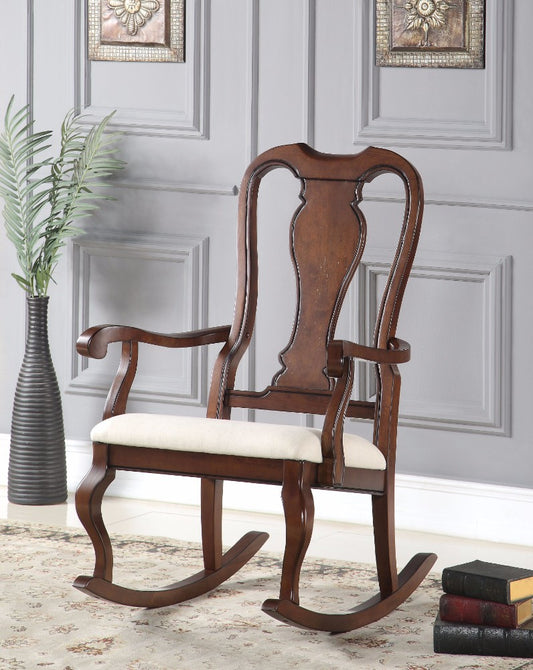 Sheim Rocking Chair, Cream And Brown  By Benzara | Rocking Chairs |  Modishstore 