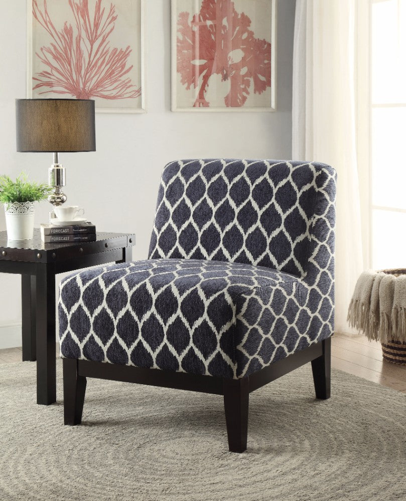 Hinte Accent Chair, Dark Blue Chenille  By Benzara | Accent Chairs |  Modishstore 