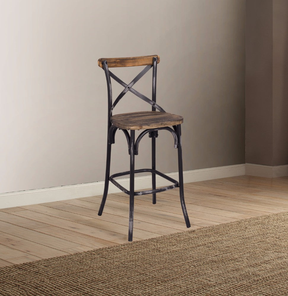 Zaire Bar Chair, Walnut & Antique Black  By Benzara | Dining Chairs |  Modishstore 