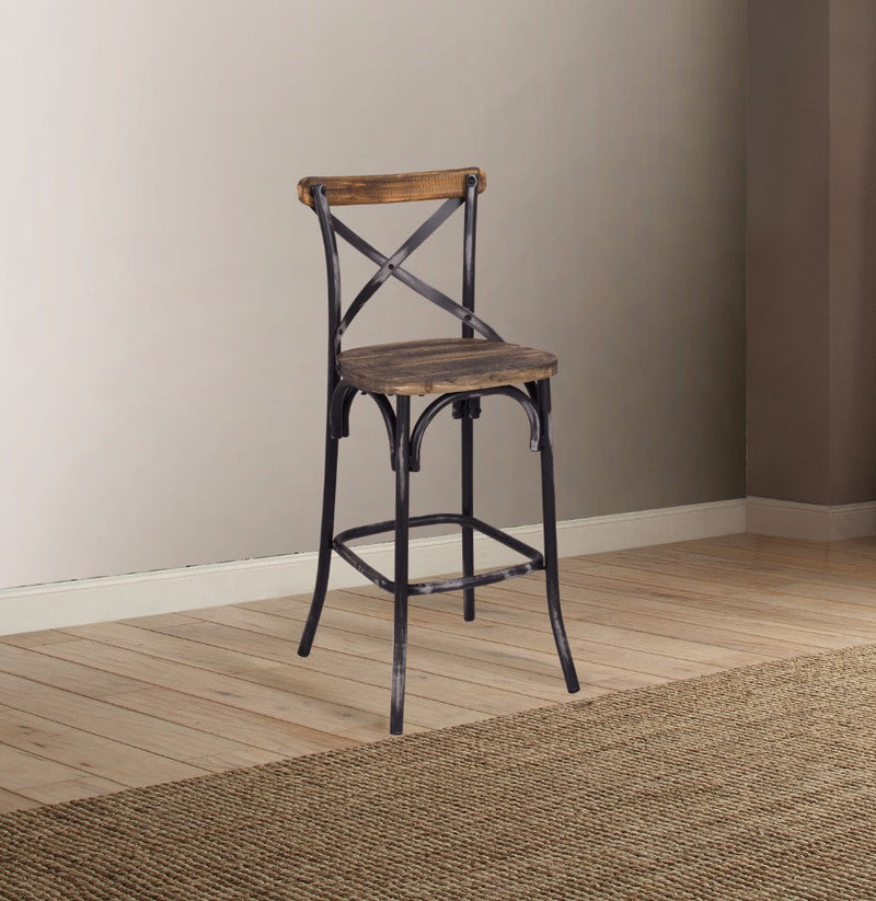 Zaire Bar Chair, Walnut & Antique Black  By Benzara | Dining Chairs |  Modishstore 
