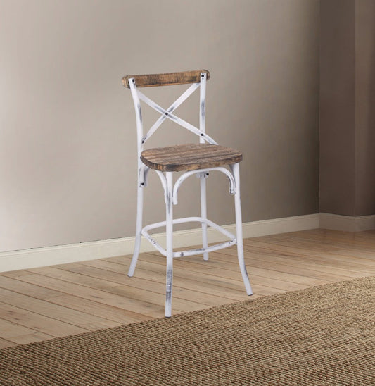 Zaire Bar Chair, Walnut & Antique White  By Benzara | Dining Chairs |  Modishstore 