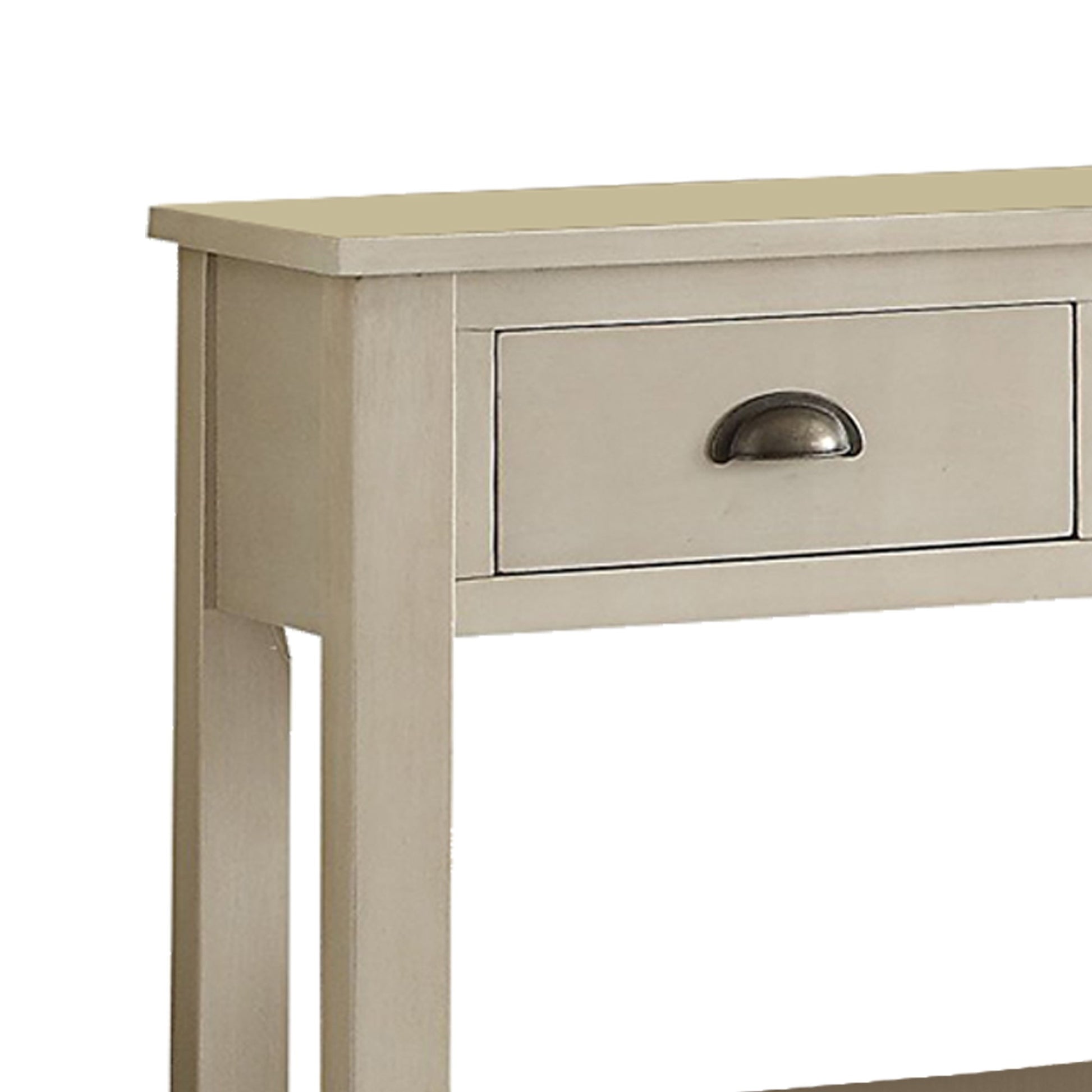 Wooden Console Table With 4 Drawers And 2 Shelves, Cream  By Benzara | Console Tables |  Modishstore  - 2