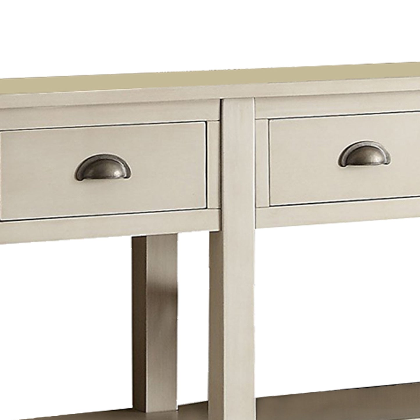 Wooden Console Table With 4 Drawers And 2 Shelves, Cream  By Benzara | Console Tables |  Modishstore  - 3