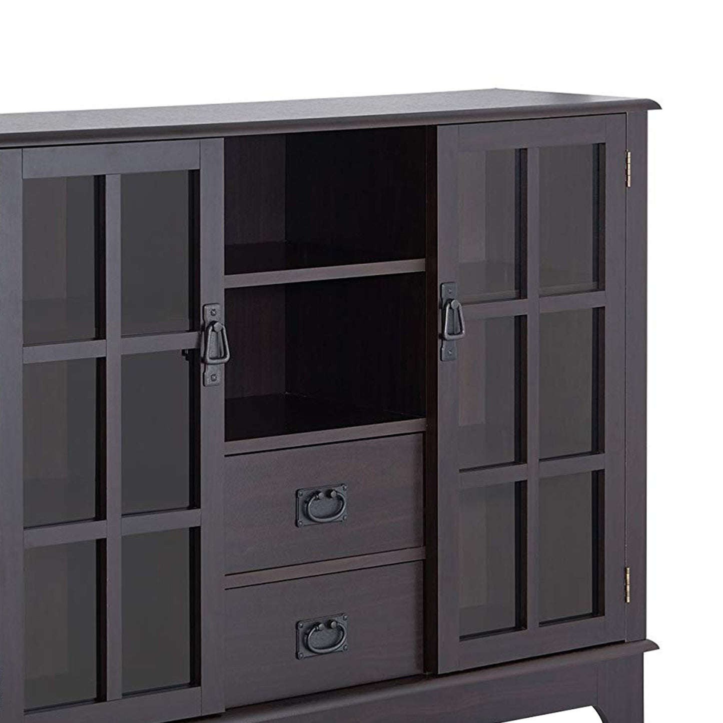 2 Glass Door Wooden Console Table With 2 Drawers, Espresso Brown By Benzara | Console Tables |  Modishstore  - 5