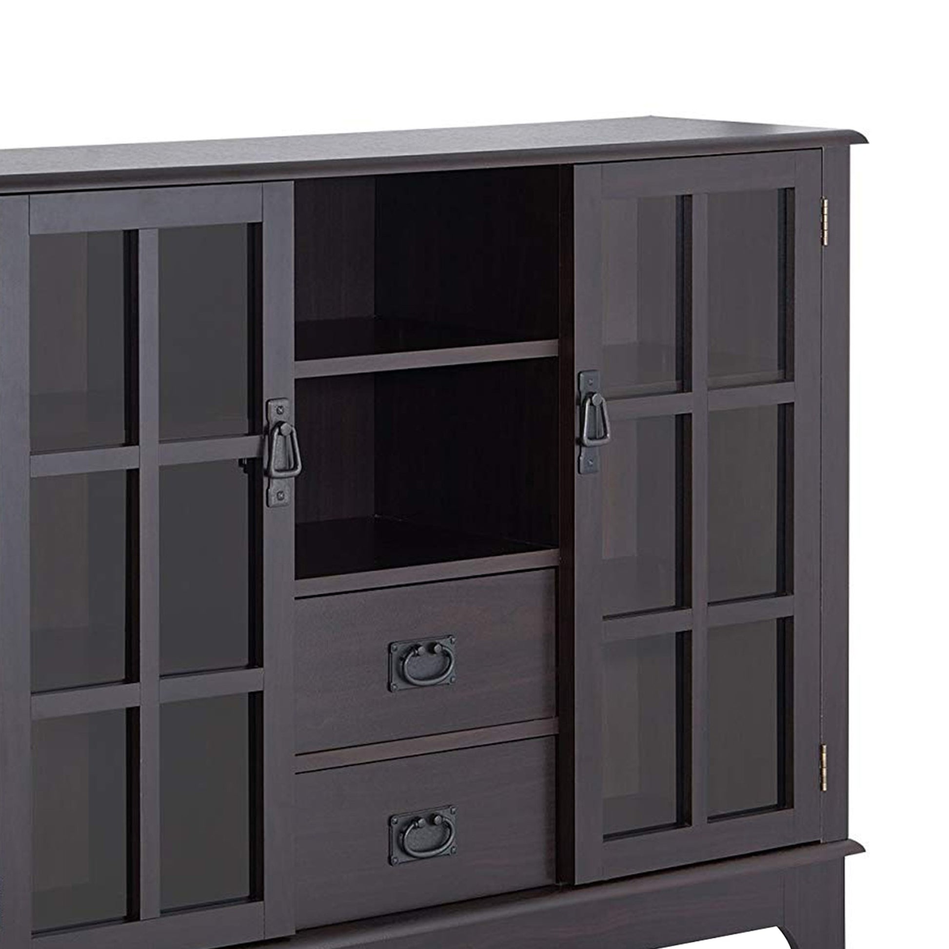 2 Glass Door Wooden Console Table With 2 Drawers, Espresso Brown By Benzara | Console Tables |  Modishstore  - 5