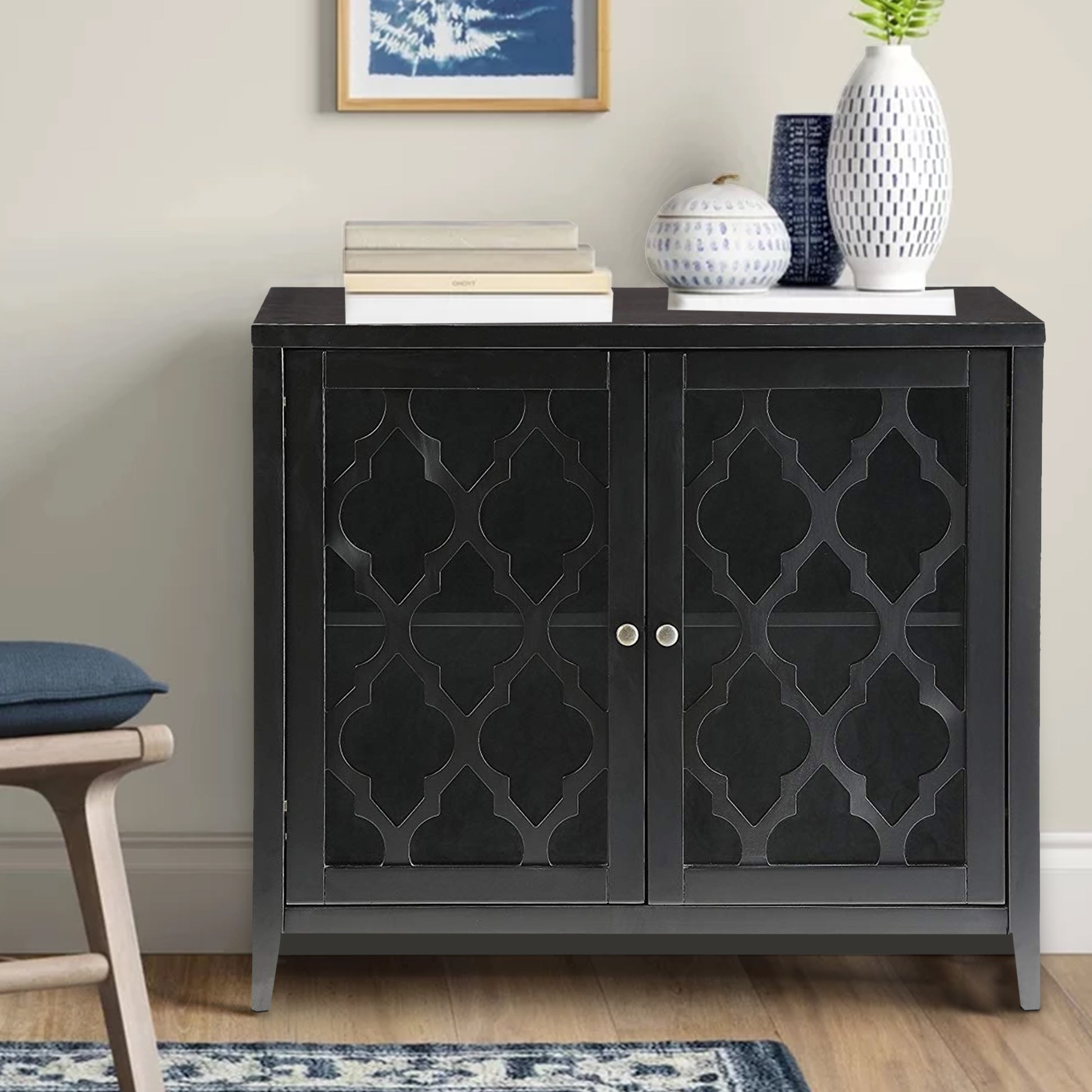Ceara Console Table With 2 Doors, Black By Benzara | Console Tables |  Modishstore 
