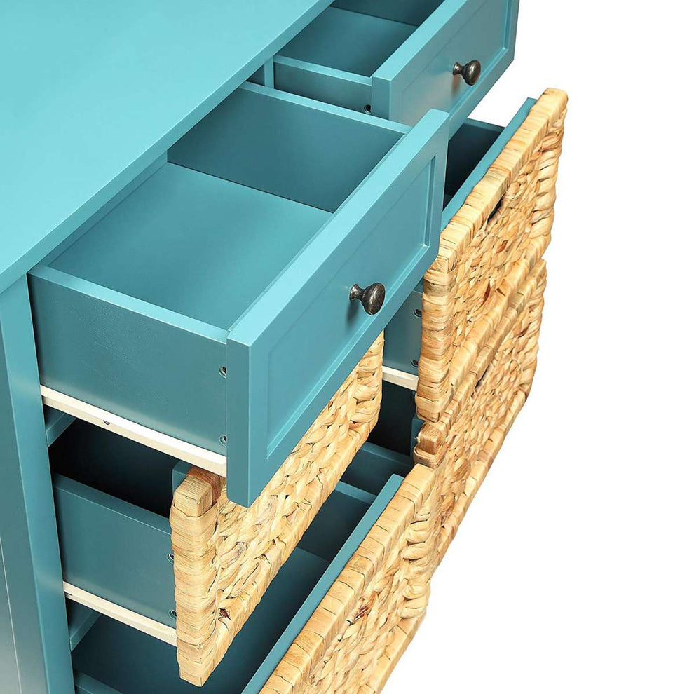 Flavius Console Table With 6 Drawers, Blue  By Benzara | Console Tables |  Modishstore  - 3