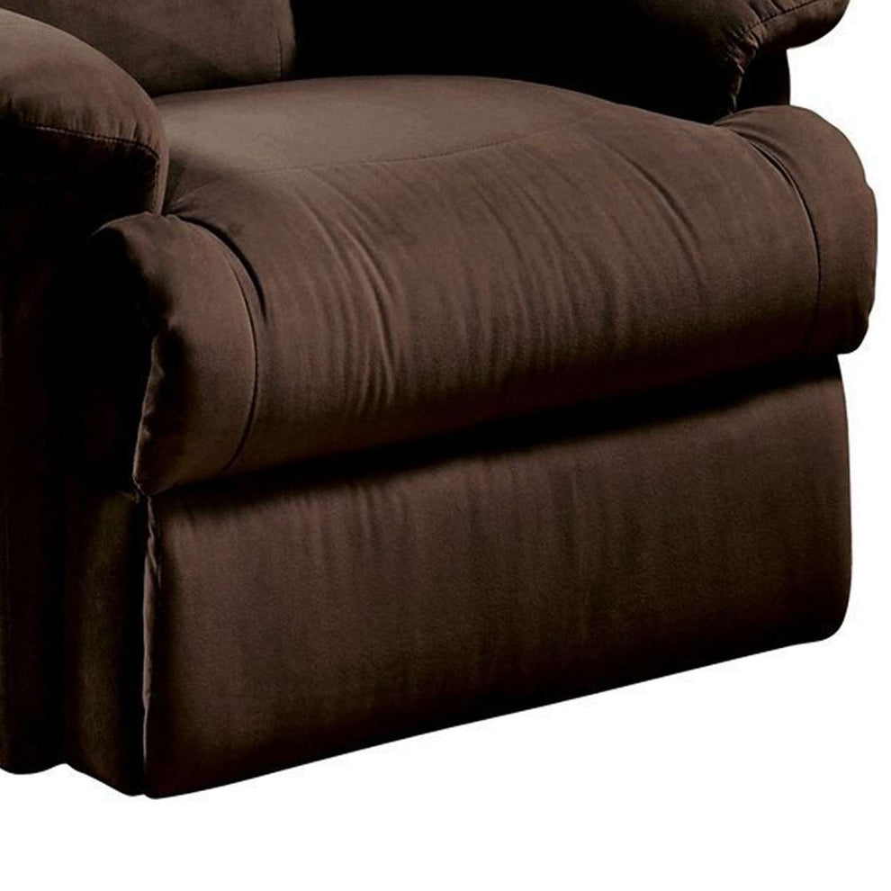 Arcadia Microfiber Glider Recliner, Chocolate Brown  By Benzara | Chairs & Recliners |  Modishstore  - 5