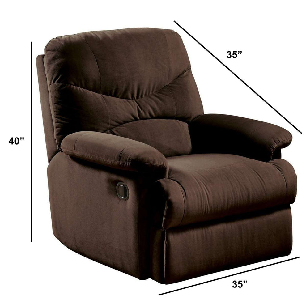 Arcadia Microfiber Glider Recliner, Chocolate Brown  By Benzara | Chairs & Recliners |  Modishstore  - 6