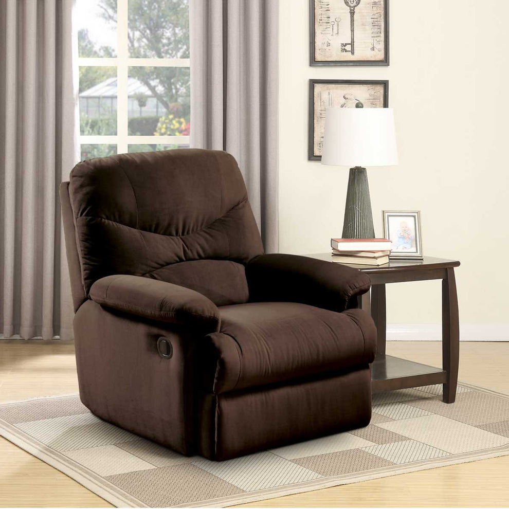 Arcadia Microfiber Glider Recliner, Chocolate Brown  By Benzara | Chairs & Recliners |  Modishstore  - 2