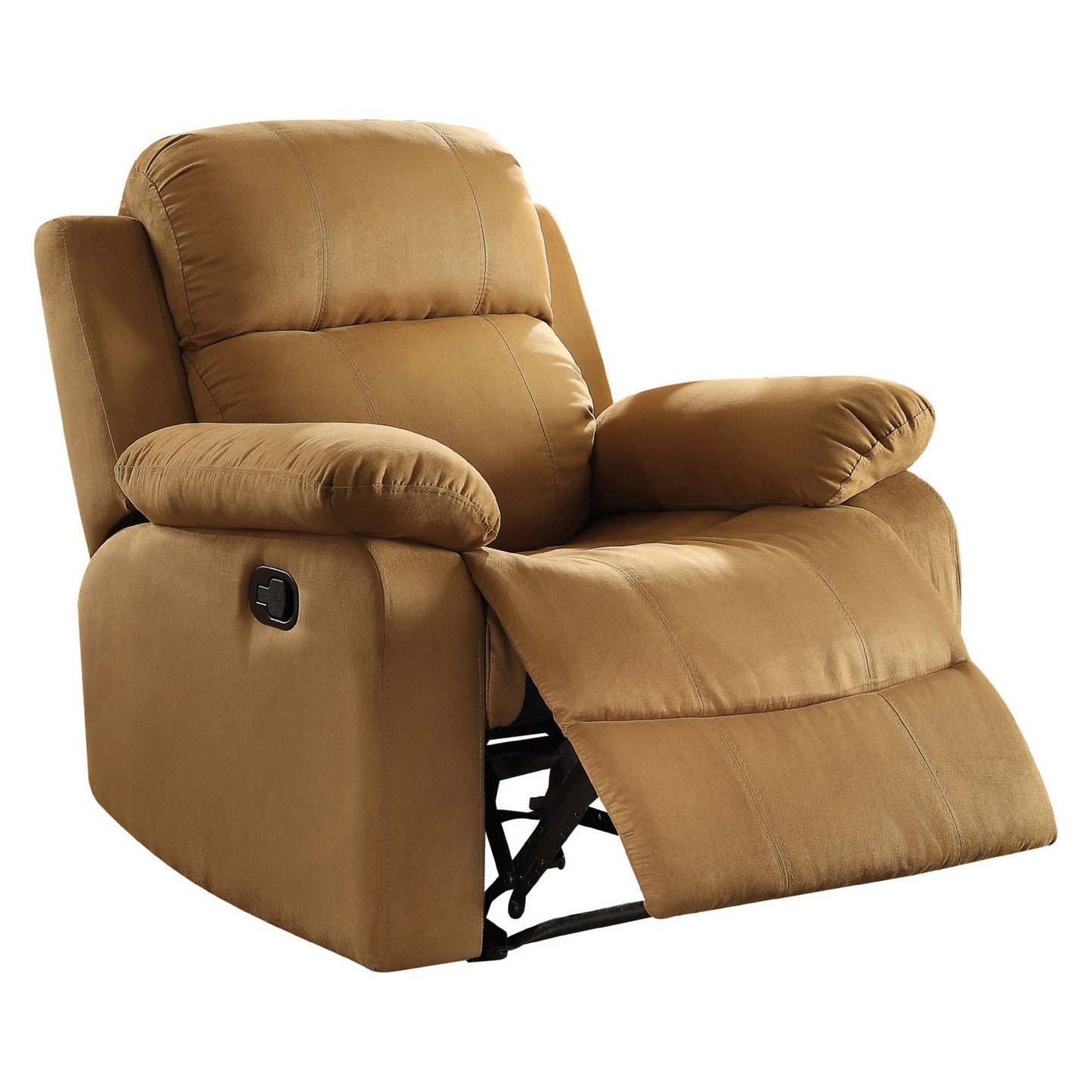 Microfiber Metal Glider Recliner Chair With Pillow Top Armrest, Light Brown  By Benzara | Chairs & Recliners |  Modishstore 