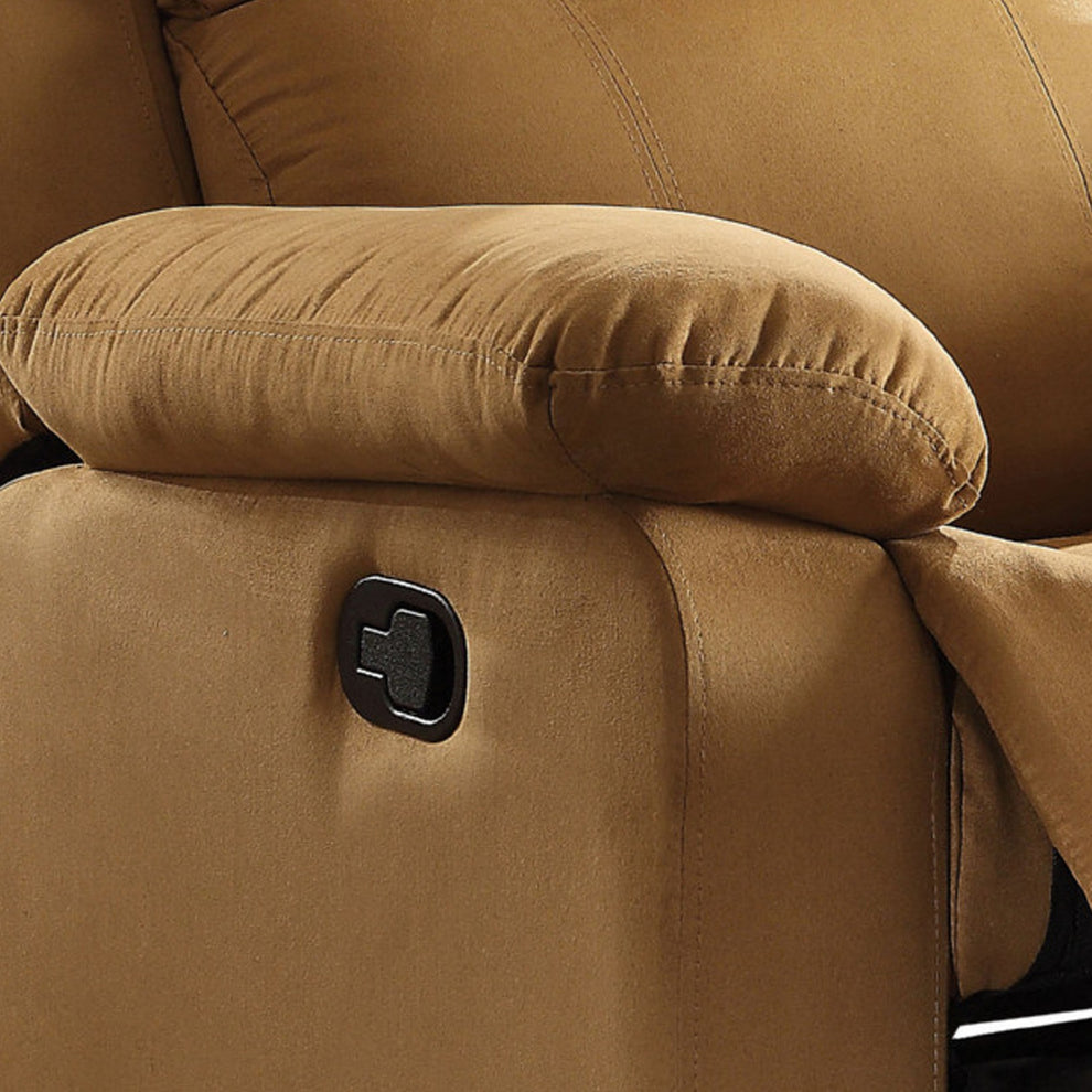Microfiber Metal Glider Recliner Chair With Pillow Top Armrest, Light Brown  By Benzara | Chairs & Recliners |  Modishstore  - 4