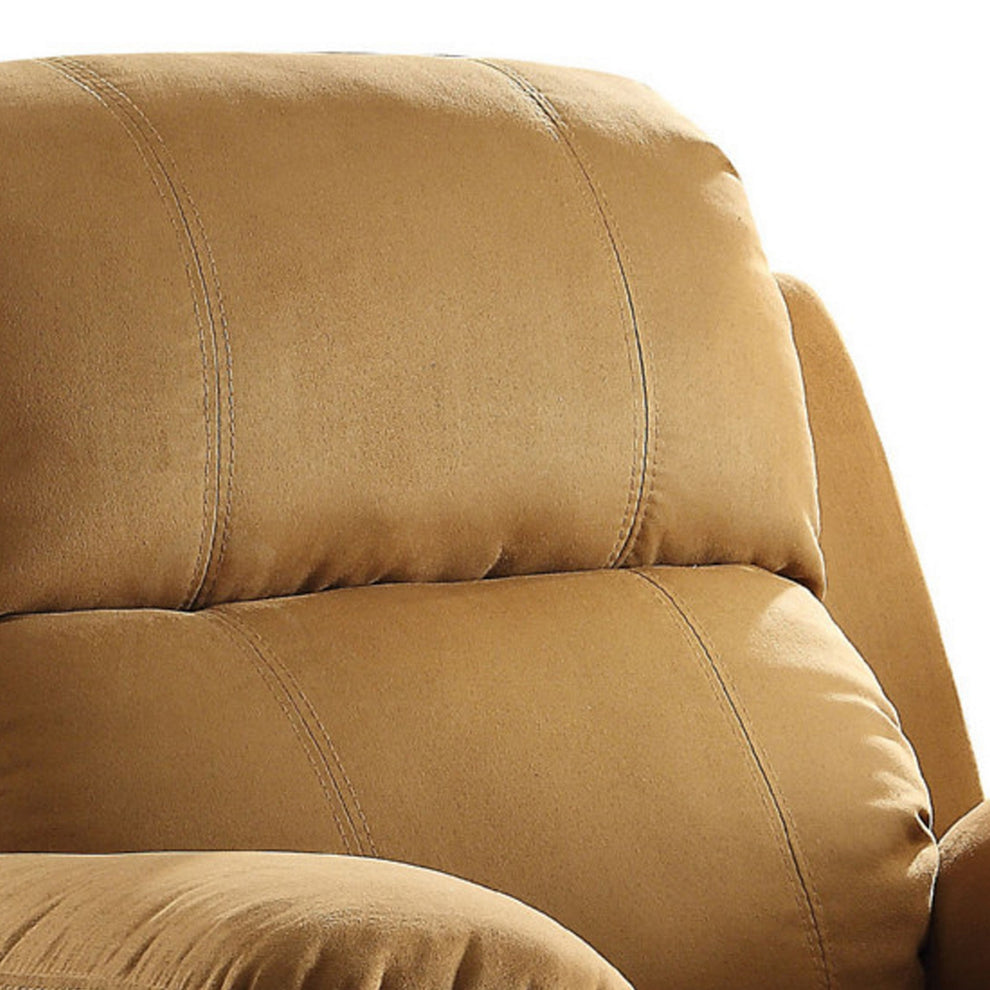 Microfiber Metal Glider Recliner Chair With Pillow Top Armrest, Light Brown  By Benzara | Chairs & Recliners |  Modishstore  - 5