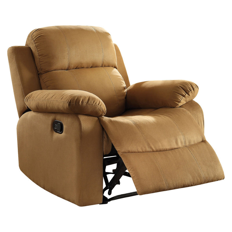 Microfiber Metal Glider Recliner Chair With Pillow Top Armrest, Light Brown  By Benzara | Chairs & Recliners |  Modishstore 