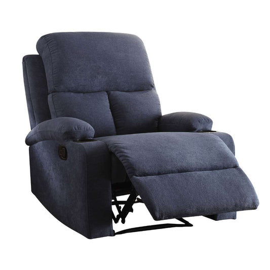 Rosia Comfy Recliner , Blue Linen  By Benzara | Chairs & Recliners |  Modishstore 