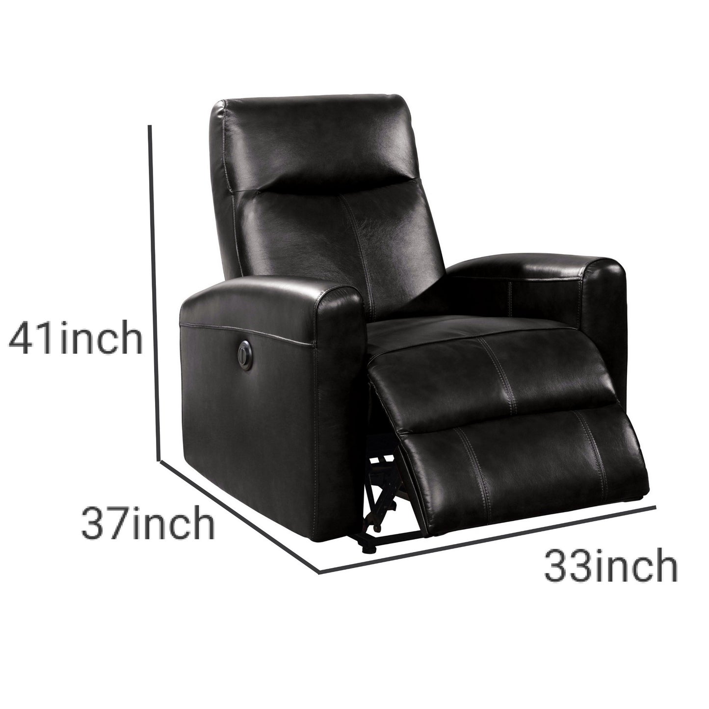 Leather Power Motion Recliner Chair With Tight Back, Black By Benzara | Chairs & Recliners |  Modishstore  - 5
