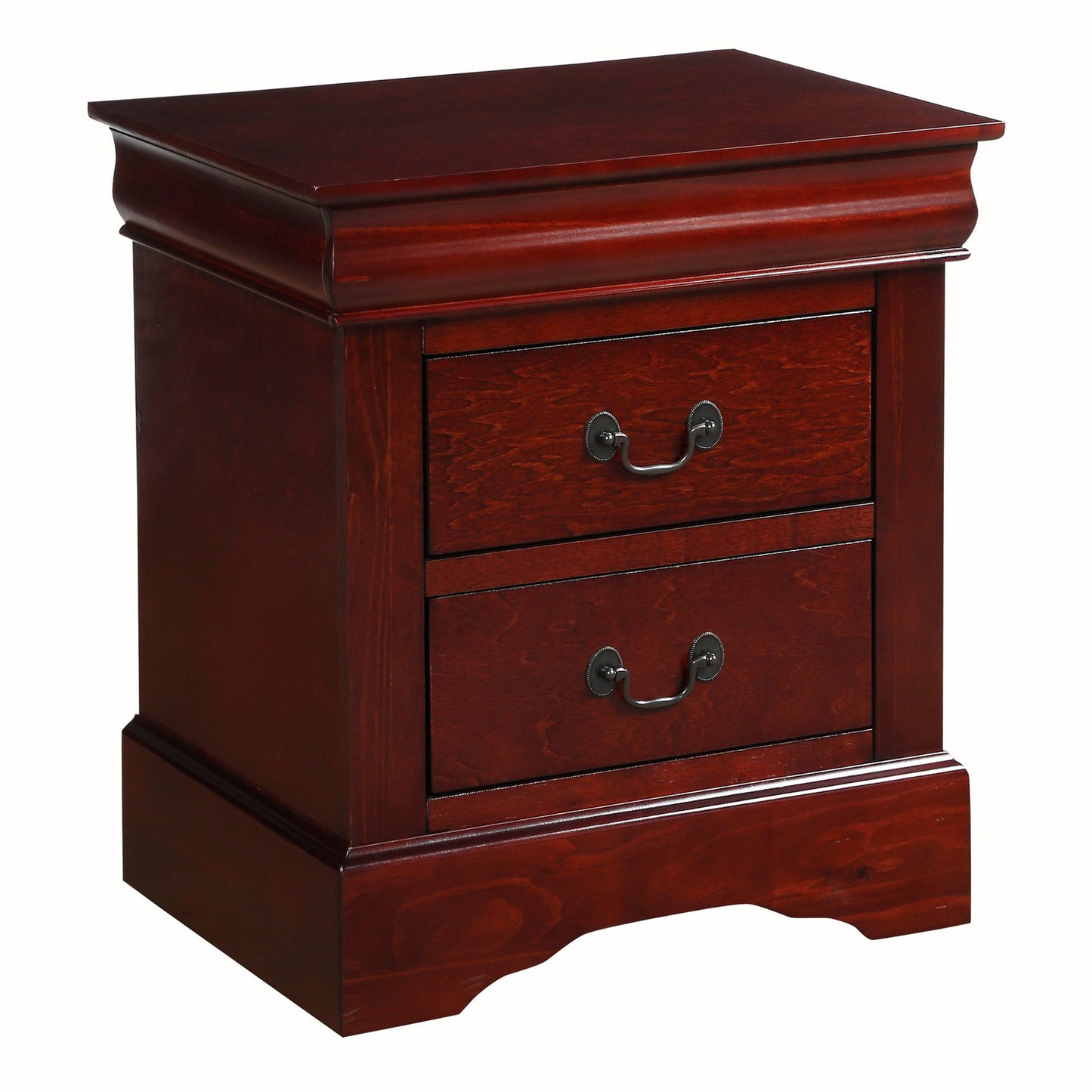 Traditional 2 Drawers Wood Nightstand By Louis Philippe Iii, Brown By Benzara | Nightstands | Modishstore - 3