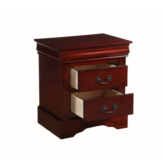 Traditional 2 Drawers Wood Nightstand By Louis Philippe Iii, Brown By Benzara | Nightstands | Modishstore