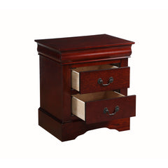 Traditional 2 Drawers Wood Nightstand By Louis Philippe Iii, Brown By Benzara