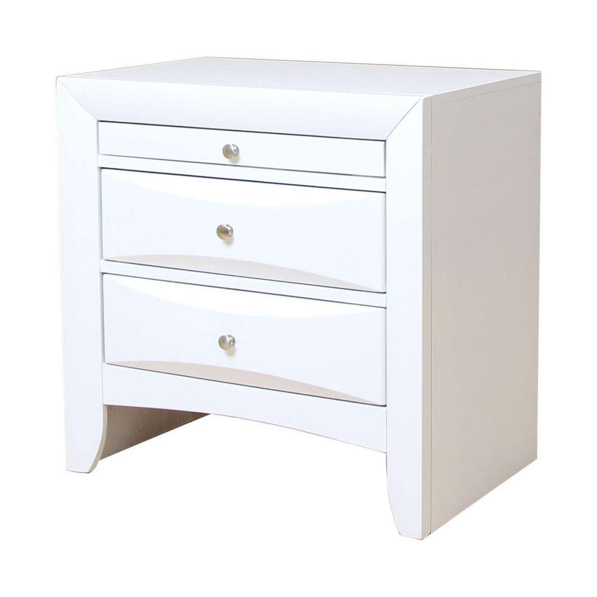Contemporary 3 Drawer Wood  Nightstand By Ireland, White  By Benzara | Nightstands |  Modishstore 