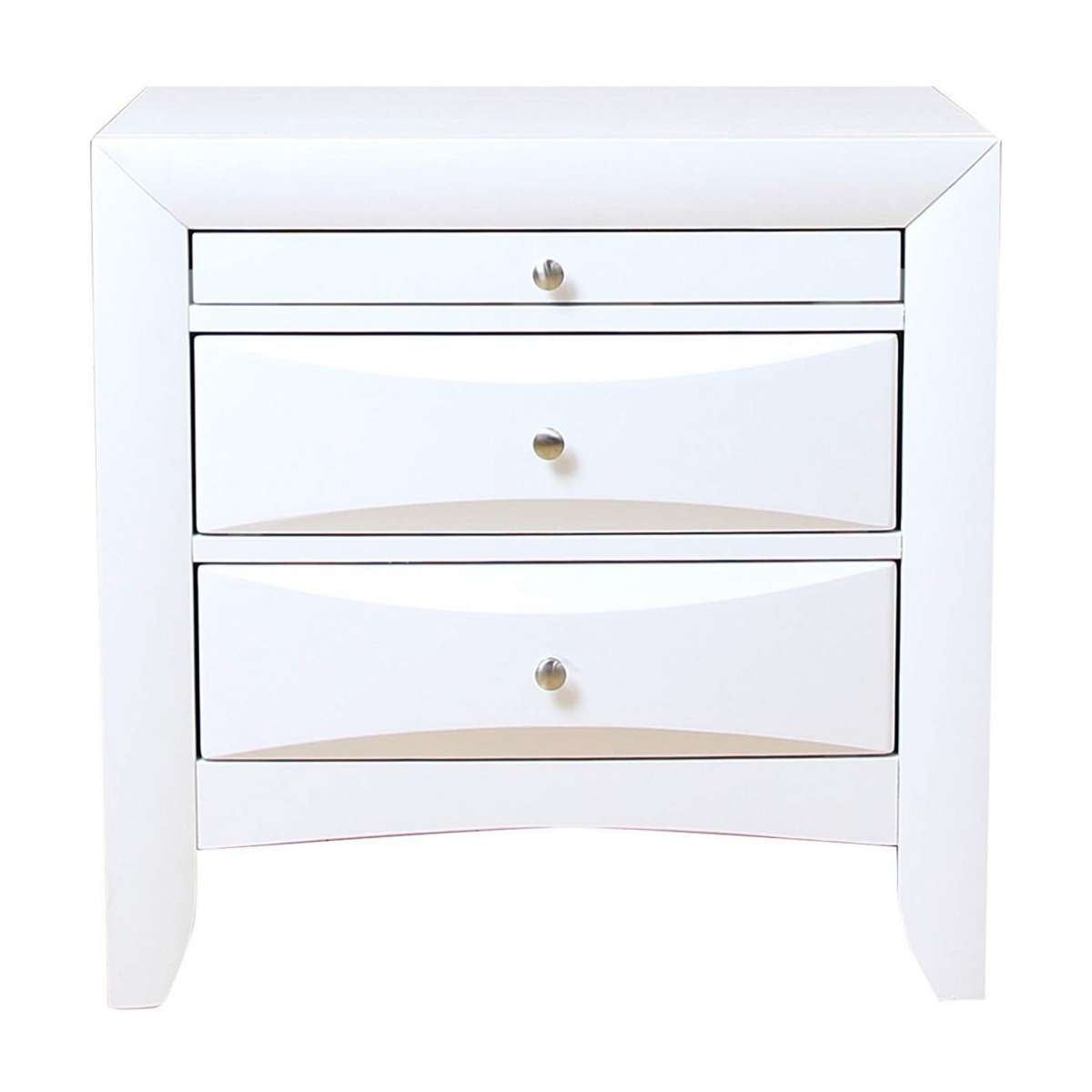 Contemporary 3 Drawer Wood  Nightstand By Ireland, White  By Benzara | Nightstands |  Modishstore  - 3