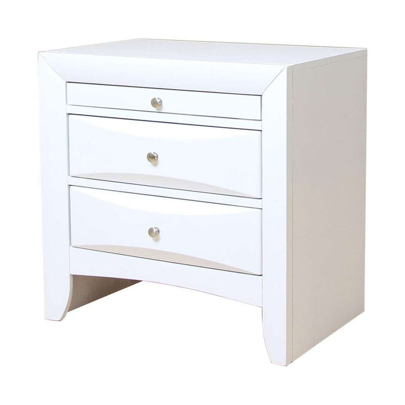 Contemporary 3 Drawer Wood  Nightstand By Ireland, White  By Benzara | Nightstands |  Modishstore 