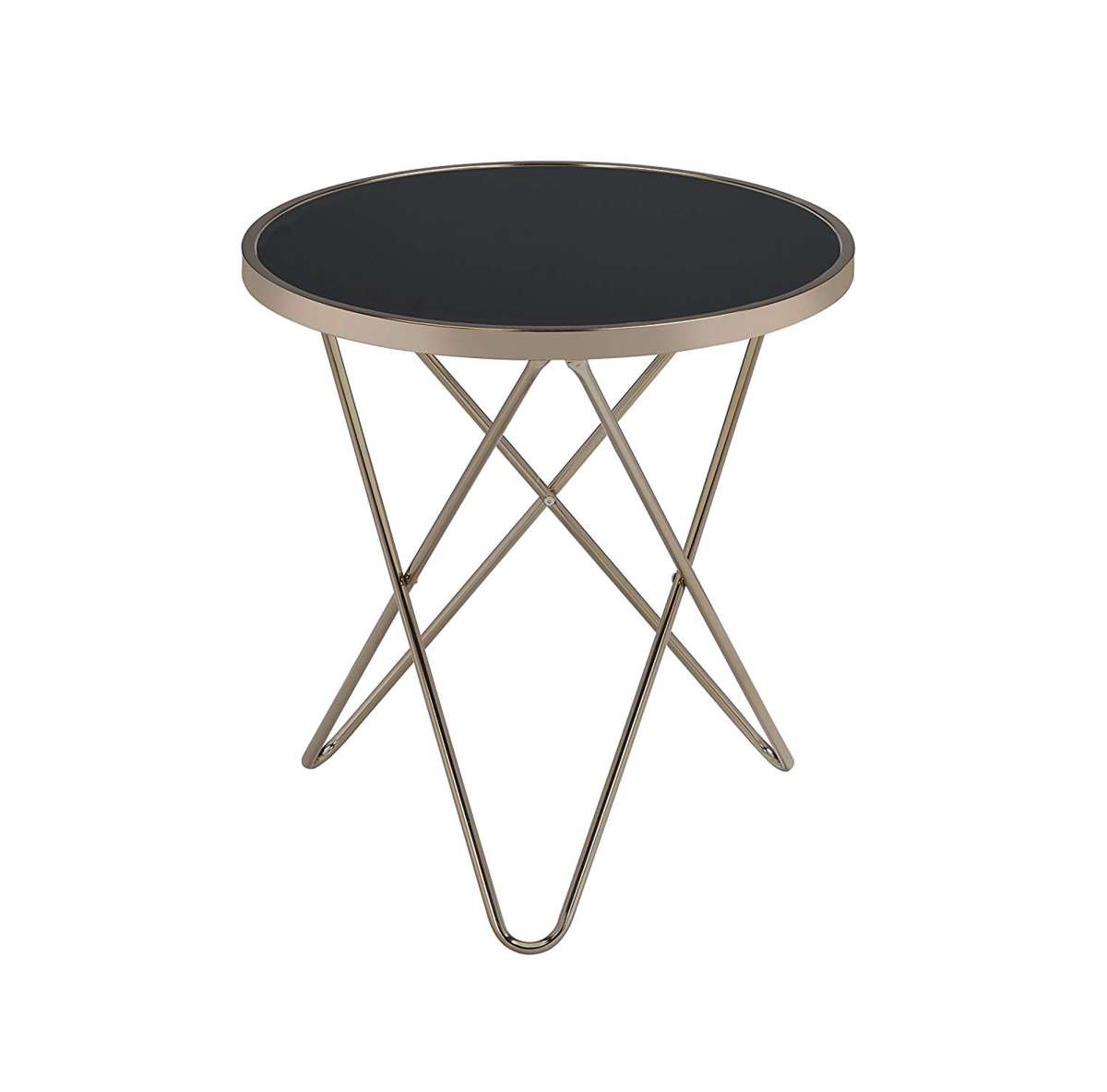 Valora End Table, Black Glass & Champagne  By Benzara | Side Tables |  Modishstore 