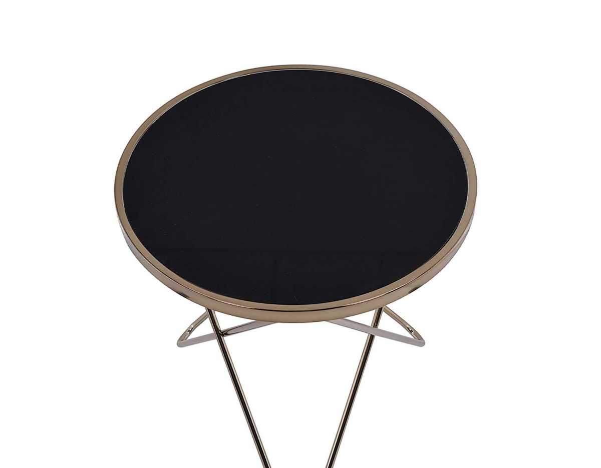 Valora End Table, Black Glass & Champagne  By Benzara | Side Tables |  Modishstore  - 2
