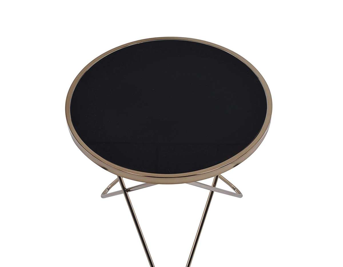 Valora End Table, Black Glass & Champagne  By Benzara | Side Tables |  Modishstore  - 3