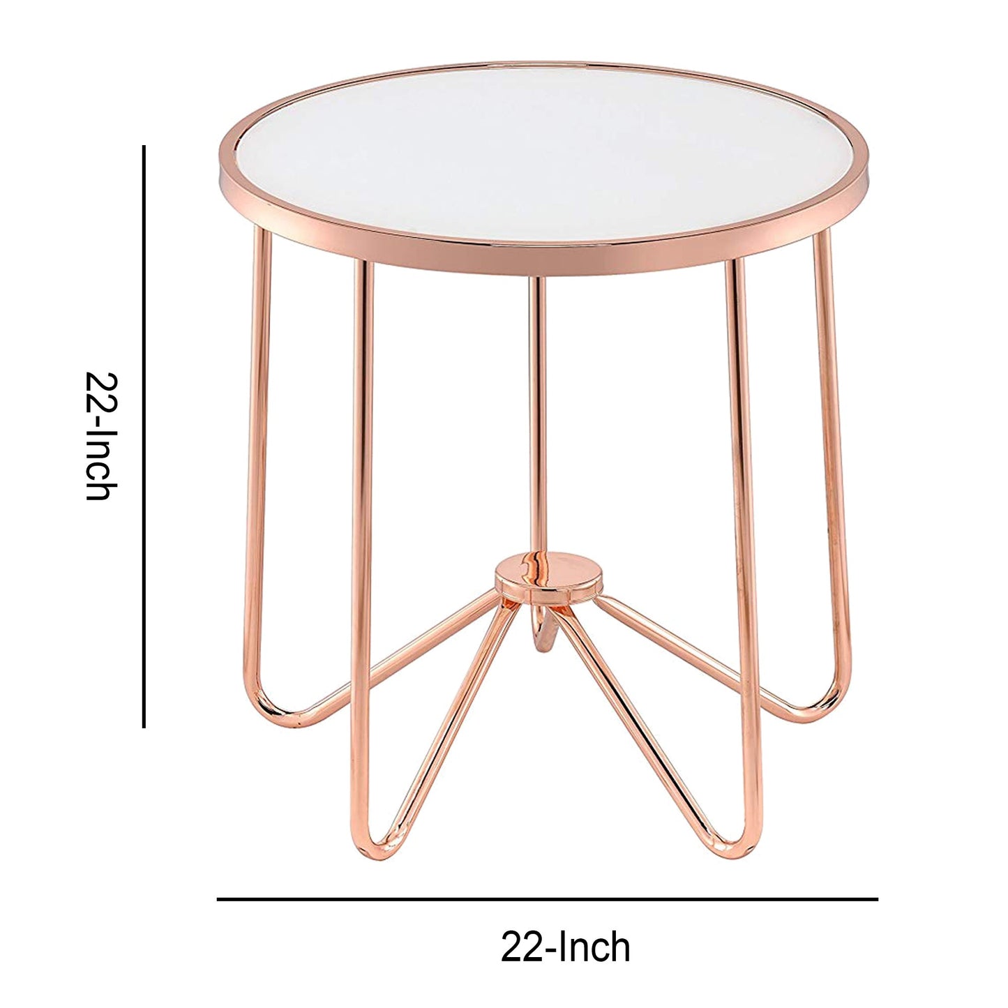Frosted Glass Top End Table With Metal Tubular Base, Gold And White  By Benzara | Side Tables |  Modishstore  - 3