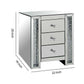 3 Drawer Mirrored Nightstand With Faux Crystals Inlay, Silver  By Benzara | Nightstands |  Modishstore  - 5