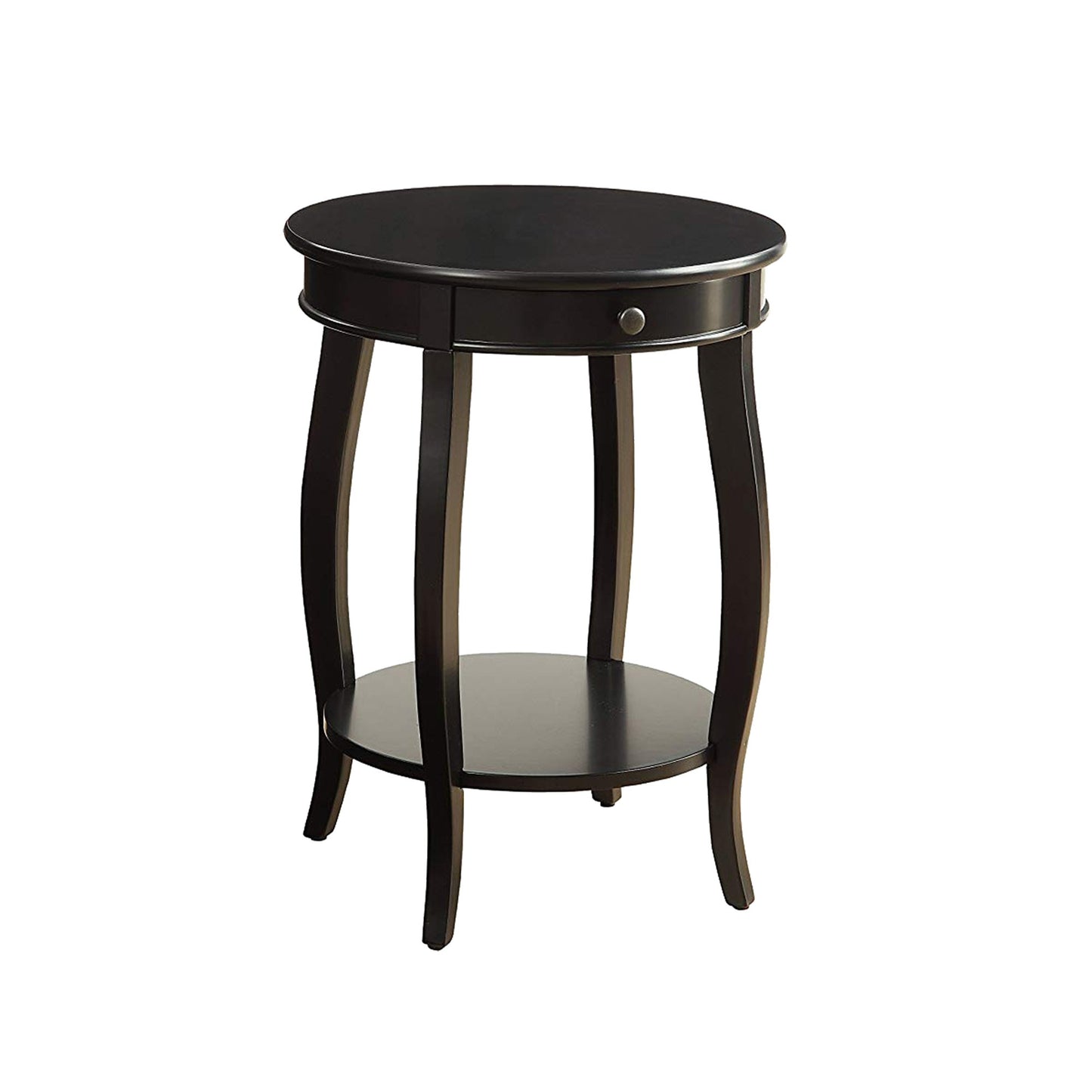 1 Drawer Round Shape Wooden End Table With Cabriole Legs, Espresso Brown  By Benzara | End Tables |  Modishstore 