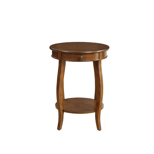 1 Drawer Round Shape Wooden End Table With Cabriole Legs, Walnut Brown By Benzara | Side Tables |  Modishstore 