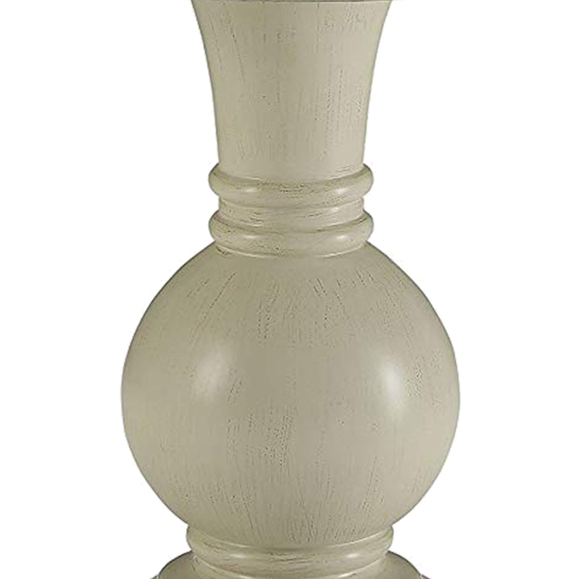 Round Shape Wooden Accent Table With Pedestal Base, Antique White  By Benzara | Side Tables |  Modishstore  - 4