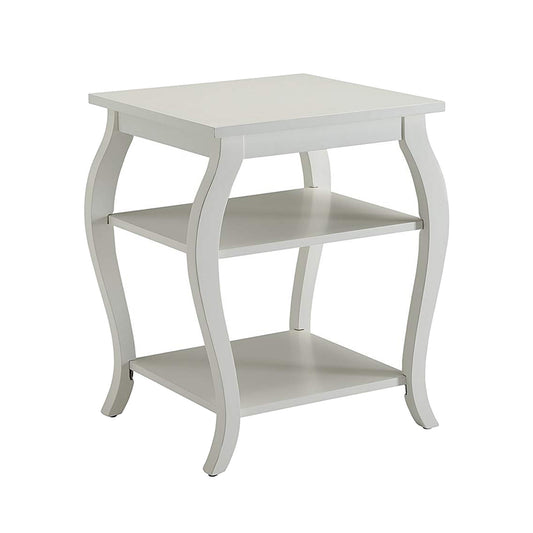 Wooden End Table With 2 Open Shelves And Cabriole Legs, White  By Benzara | Side Tables |  Modishstore 