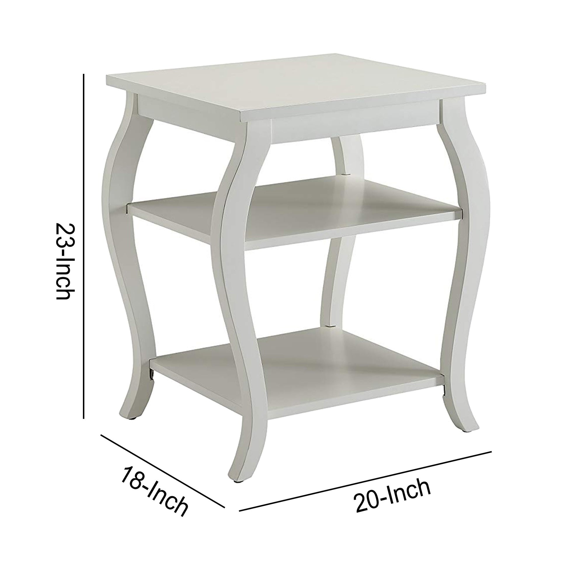Wooden End Table With 2 Open Shelves And Cabriole Legs, White  By Benzara | Side Tables |  Modishstore  - 5