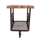 Cart Design Wooden And Metal End Table With Bottom Shelf, Brown And Bronze By Benzara | Side Tables |  Modishstore  - 2