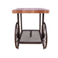 Cart Design Wooden And Metal End Table With Bottom Shelf, Brown And Bronze By Benzara | Side Tables |  Modishstore  - 3