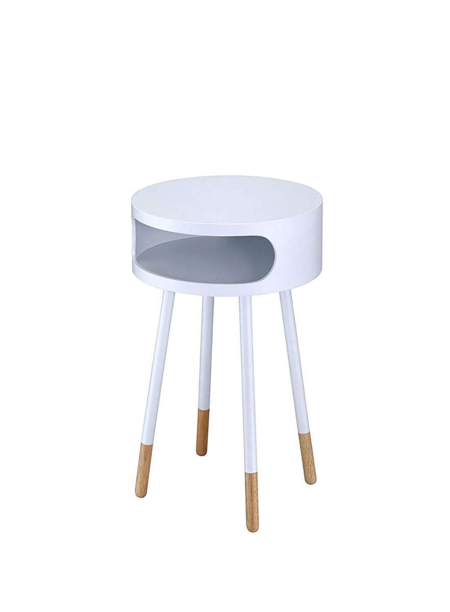 Wooden Round End Table With Open Storage Compartment, Blue  By Benzara | Side Tables |  Modishstore  - 7