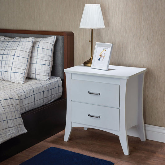Contemporary Style 2 Drawers Wood Nightstand By Babb, White By Benzara | Nightstands | Modishstore