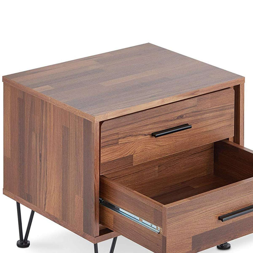 Contemporary 2 Drawers Wood Nightstand By Deoss, Brown  By Benzara | Nightstands |  Modishstore  - 4